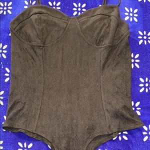 Black corduroy body suit